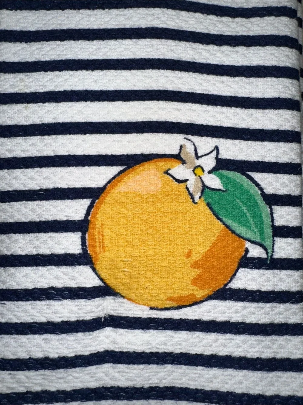 kate spade Coastal White Navy Orange Graphic Large Polka Cotton Kitchen Towels